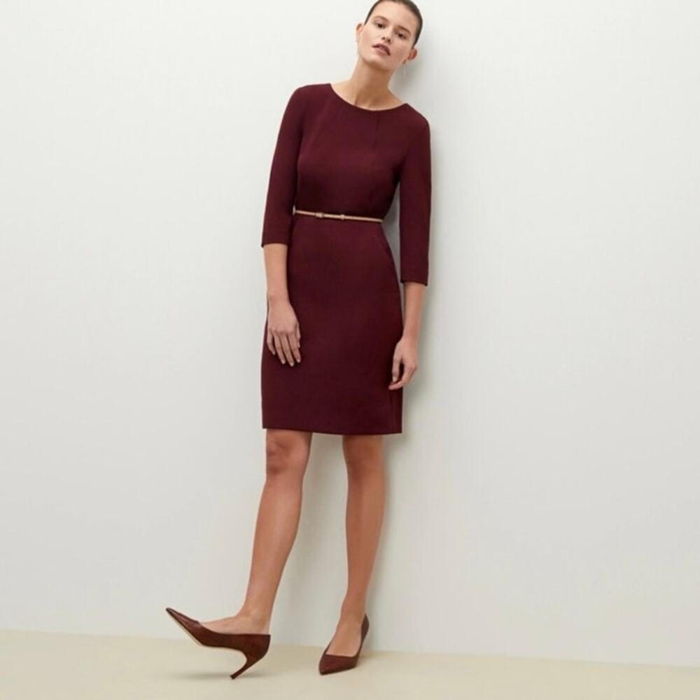 MM. LaFleur Burgundy Red Claret Sheath Etsuko Dress, Size 4